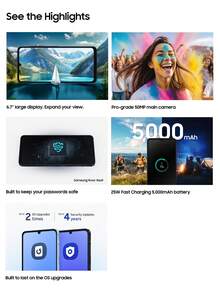 三星 Galaxy A06 4G 智能手机全球版 6.7 英寸大尺寸 HD+ 显示屏 50MP 三摄像头 5000mAh 长效电池 侧面指纹解锁 USB Type-C *无充电器 - 金色 - 查看 2