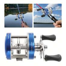 YUNRUX New Round Baitcasting Reel, Conventional Reel For Catfish, Baitcasting Fishing Reel, Reel Model: #40, Color: Blue, Hand Orientation: Left Hand CNCEST