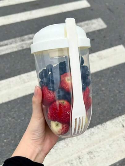 1 件学生返校便携式午餐盒套装，含勺子、沙拉杯、午餐盒、餐具、保温食品储存器、办公室/教室、宿舍厨房用品、减肥餐、返校礼物