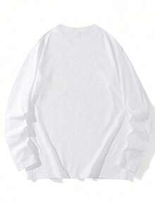 Men's Autumn Letter Print Crew Neck Long Sleeve Casual Graphic T-Shirt - trắng - Xem 4