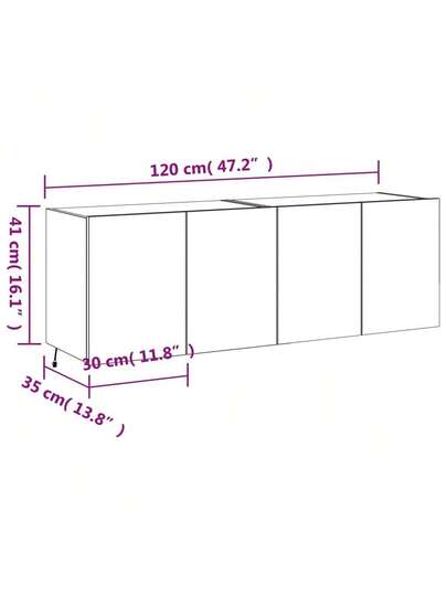 VidaXL TV Wand Units LED Pcs 60x35x41 Cm Grijs Sonoma Oak view 2
