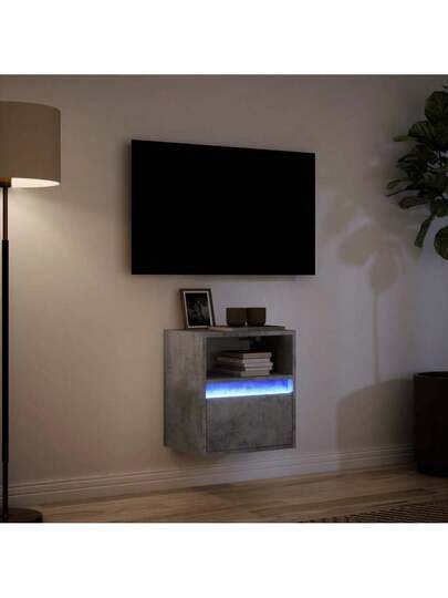 VidaXL TV Wand Unit LED Lighting 41x31x45 Cm Concrete Grijs view 5