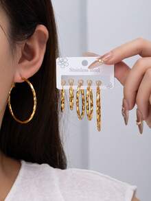 Set de 3 pares de pendientes de acero inoxidable con flecos y circonita cúbica dorada, pendientes de mujer con diseño de flor y corazón brillantes, adecuados para uso diario, banquetes, bodas y fiestas