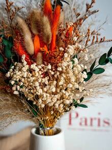 25/43 Pcs Autumn Fluffy Reed And Rabbit Tail Reed Bouquet - Suitable For Wedding, Home And Office Decoration, Unique Bohemian Style, Perfect For Room, Various Occasion Decoration, Natural Flower Arrangement, Such As Christmas, Valentine's Day, Thanksgiving, Mother's Day, Graduation Ceremony, Dried Flower Bouquet