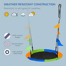 Outsunny Kid Nest Swing Seat Saucer Tree Swing 40 Inch/100cm Adjustable Rope Outdoor Indoor For Kids Over 3 Years Old Multi-Colour - Multicolor - View 5
