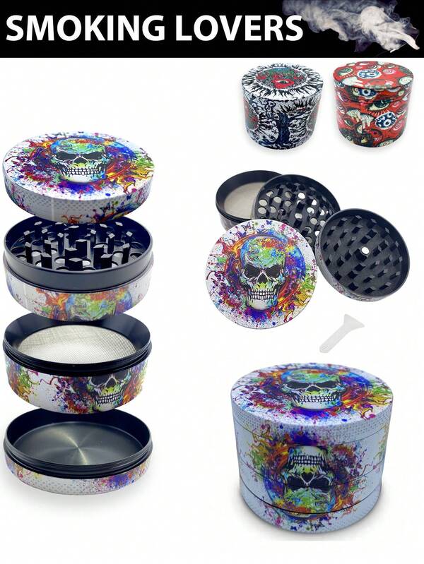 1 moedor, padrão criativo, 2,5 polegadas, moedor de liga de zinco de 4 camadas, moedor de metal, moedor de especiarias, máquina de moer, moedor de ervas, triturador de especiarias, moedor, utensílios de cozinha, presentes de Natal, presentes de Halloween, decoração de Halloween, utensílios de cozinha, presentes de Natal, presentes de Halloween, decoração de Halloween