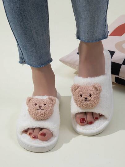 Pantuflas de mujer para todo el año, de suela suave y ligera, silenciosas para interiores, con diseño de oso para parejas