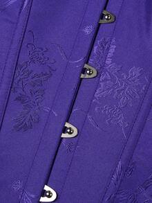 女士提花露背系带吊带塑身衣上衣，适合新年派对、情人节、节日 - 深紫色 - 查看 6