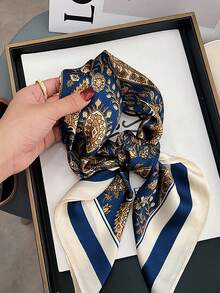 1pc 70cm Paisley Print Faux Silk Bandana Scarf, Women's Classic Cashew Pattern Silky Headband, Neck Scarf, Suitable For Daily Use For Dress - Multicolor - View 4