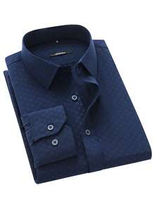 Rand paul Men's Printed Shirt Slim Fit Social Casual Versatile Elegant Fashion 2025 - 藏蓝色 - 查看 1