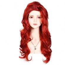 24 Inch Long Curly Wavy Red Wigs For Women Side Part Natural Looking Synthetic Fiber Wig Cosplay Wig Suitable For Daily Party Use Available Wine Red &Red &Pink Red&Rose