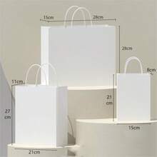 20个白色牛皮纸袋，带提手 - 100% 外卖袋，适用于商业、零售、杂货、精品店用品、包裹、包装和家庭厨房 - 耐用 - 白色 - 查看 2