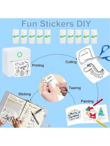 Mini Sticker Printer, Sticker Maker Machine With Thermal Sticker Paper Rolls, Mini Printer Sticker Maker For Labels/Notes, Compatible With IPhone, Android Phone & Tablet, White - Multicolor - View 4