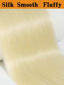 马尾辫延长带抽绳长直发合成发夹式天然假发，耐热 - 金色 - 查看 3