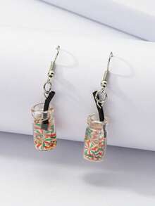 1雙時尚個性化酒杯造型耳環,適合女性參加派對和街頭攝影 - 紅酒杯 - 查看 7