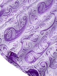 Mens Shirt Long Sleeve Vintage Purple Paisley Designer Regular Fit Button Tops Wedding Formal Casual Shirts Office - Màu tím - Xem 2