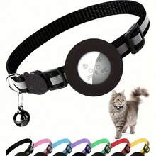 Airtag Cat Collar, Reflective Collar With GPS Device Holder And Bell, Christmas Gift For Kittens