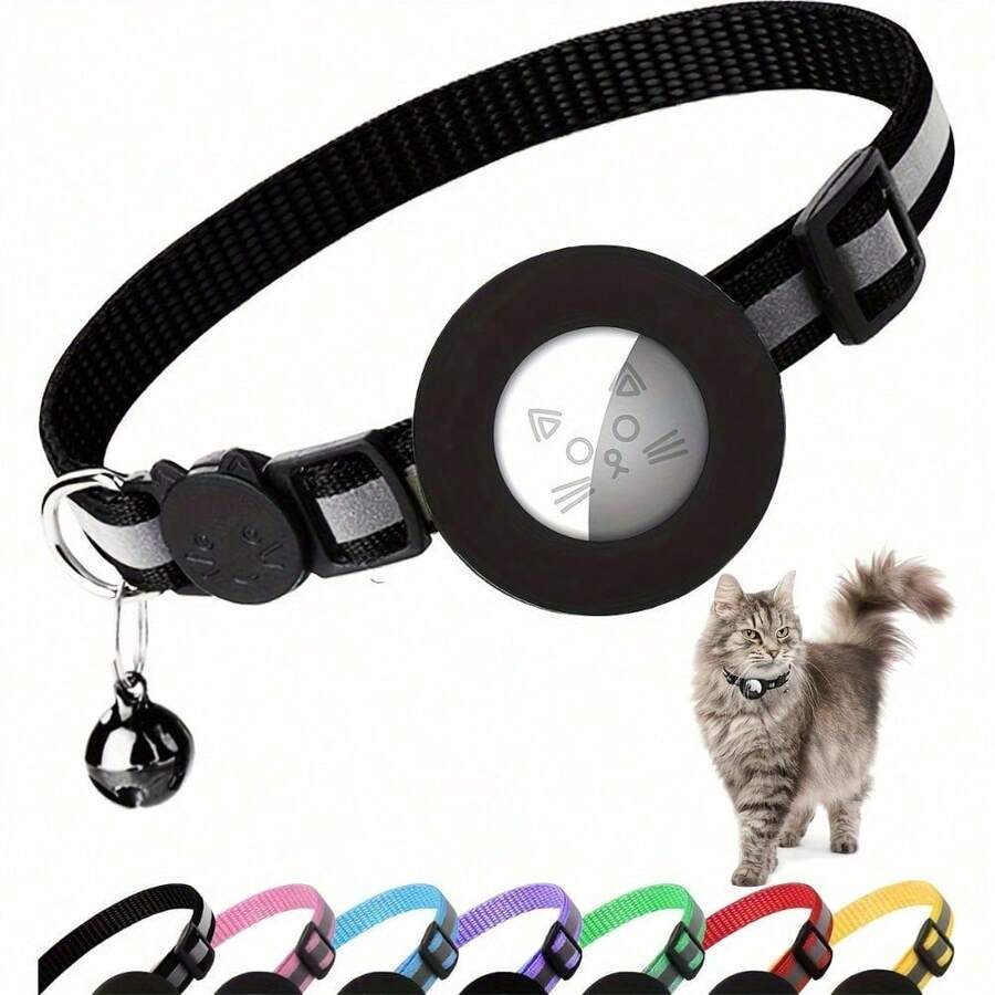 Airtag Cat Collar, Reflective Collar With GPS Device Holder And Bell, Christmas Gift For Kittens