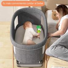 Cuna Colecho Corral Para Bebe Plegable Con Mosquitero,Colecho Cuna Moisés Corral Mecedor Bebe Mosquitero Colchón - Gris Oscuro - Ver 7