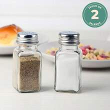 Set De  Saleros Pimenteros Vidrio Con Agujeros Salero Con Tapa Acero Inoxidable Para Mesa Transparentes Diseño Duradero Y Práctico Fácil De Llenar Y Limpiar De - Clásico - Ver 3