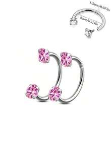 2 Pieces Of C-Shaped Nose Ring Stainless Steel Perforated Jewelry, Suitable For Various Wearing, Earrings, Lip Rings, Nose Rings, Jewelry For Birthday Gifts
