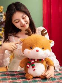 1 Stück Weihnachts-Rentier mit roter Nase Plüschpuppe, das erste Geschenk für Jungen und Mädchen zum Neujahr