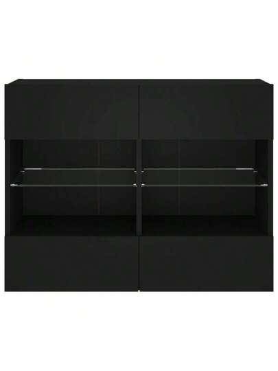 VidaXL TV Wand Unit LED Lighting 78.5x30x60.5 Cm Zwart view 7