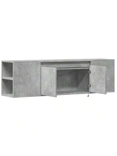 VidaXL TV Wand Unit LED Lighting 135x31x39.5 Cm Concrete Grijs view 9