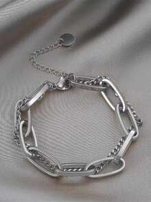 1件装时尚简约双层四叶草吊坠手链，18K镀金不锈钢材质，不易褪色，可叠戴，ins风夏季派对及开斋节情人节礼物 - 金黃色 - 查看 6