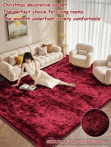 1 pieza Alfombra nueva de tela de terciopelo para sala de estar/dormitorio, de color burdeos brillante y esponjosa, de estilo nórdico de moda lujoso y suave, decorativa para interiores, con sensación cómoda para los pies, que crea una atmósfera acogedora en el hogar, adecuada para la decoración de Halloween y fiestas, fácil de cuidar, aplicable para todas las estaciones - Burdeos - Ver 13