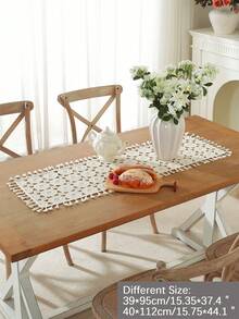 ABEST6522 Home&Living store 1pc Vintage Crochet Tassel Table Runner, Suitable For Dining Table, Coffee Table, Cabinet, Candle Mat, Vase Mat, Anti-Fouling Place Mat, Home Decor, Holiday Decoration, Camping Decor, Party, Wedding, Multi-Size Available - Beige - View 20
