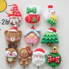 10/20/30pcs Christmas Theme Resin Flat Back Dome Shaped Set - Mini Santa Claus, Snowman, Reindeer Ornaments, For Scrapbooking, DIY Crafts And Holiday Decor - Random Mixed