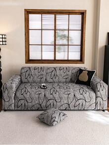 1件装经典弹力沙发套，T型靠垫设计 - 可机洗面料，抗菌柔软，适用于扶手椅、双人沙发、三人沙发和四人沙发