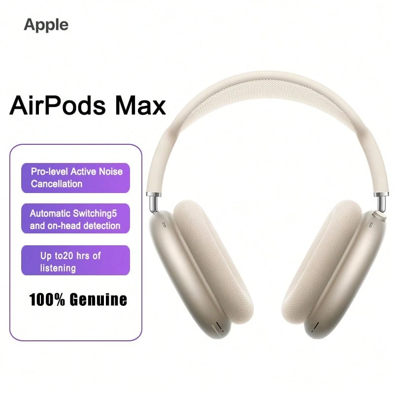 Apple AirPods Max (USB-C) Wireless Bluetooth Headphones,Active Noise Cancelling (ANC) Headphones,Over-Ear Headphones - Starlight - View 1