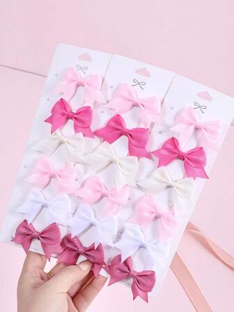 10 件/套多色织物蝴蝶结发夹，适合女婴，可爱百搭发饰，适合日常使用