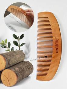 1 Peça Pente de Madeira Sólida Natural, Pente Fino de Madeira Feito à Mão Anti-Estático para Mulheres, Pente para Cabelo Liso Sem Emaranhados, Escova de Cabelo para Uso Doméstico, Pente para Barba de Homem, Ferramentas de Cabelo para Homens e Mulheres, Adequado para Presente, Uso Diário, Salão, Beleza, Viagem