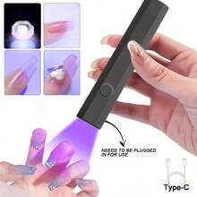 Lámpara de uñas LED UV portátil, sin batería incorporada, alimentada por cable Tipo C, mini secador de gel de uñas con lámpara de aumento 5X, secado rápido de esmalte de gel para uñas