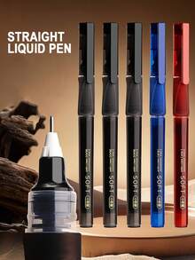 5 Pcs Morandi Color Gel Pen Set ,Smooth Rolling Ballpoint Pens For Students, Teachers Grading, Exam Writing, Office Signing (Red, Black, Blue) | Needle Tip Carbon Ink Study & Correction Pens. - Multicolor - View 8