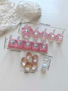 3D 亚克力极光冰透明格子美甲支架练习架美甲装饰套装，包含树脂水晶球、钻石、复古花卉激光设计，适用于 DIY、家居、户外、女性、母亲、姐妹、妻子、女朋友、婚礼、美甲沙龙、情人节