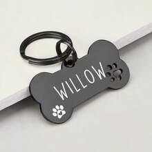 Personalized Dog Tag Engraved Name Phone Number Bone Shaped Pet ID Tag Stainless Steel Paw Print Design Silent Silicone Dog Tags Cat ID Tag Memorial Keepsake - Multicolor - View 12