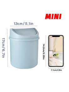 1pc INS Style Bedroom New Girl Heart Home Cute Cover Net Red Mini Storage Box, Plastic Garbage Can With Lid, Tabletop Wastebasket, Trash Bin For Home Office Desk Decor,Coffee Table, Office, Living Room, Study