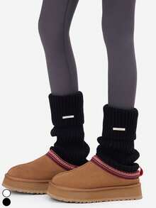 1 双条纹拼布宽腿针织腿套，可爱学院风，温暖的日常穿着腿套，适合娇小女性和女孩 - 正反兩穿款 - 查看 17