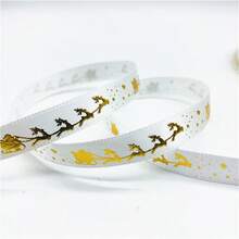 5yards 10mm Christmas Ribbon Printed Christmas Polyester Ribbon For Handmade Design Christmas Decoration Gift Packing