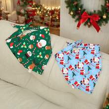 Pet Christmas Drool Bib, Festive Triangular Scarf, Christmas Cartoon Cat & Dog Neck Warmer