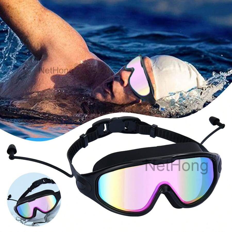 Adult Swimming Goggles, Anti-Fog & UV Protection, Adjustable 14+ Years - Black - View 1