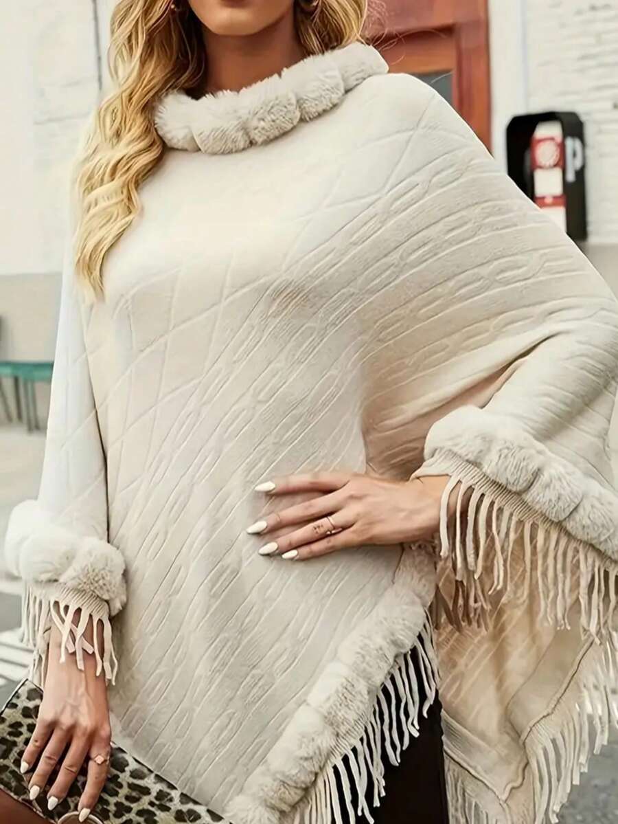 1pc Solid Color Asymmetric/Asymmetrical Fringed Knit Pullover, Suitable For Dates, Holidays, And Everyday Wear, New Autumn/Winter Design