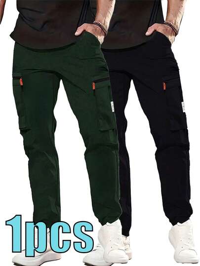1 件男士秋冬休闲工装裤，直筒多口袋户外长裤
