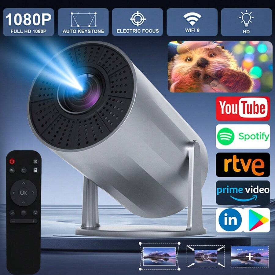 XBJ Latest Mini Protable HD Projector,Projector With Bluetooth 4.2, Projector Compatible With TV, Computers, And Tablets ,Professional Portable Video Proyector,Suitable For Home Theater, Camping Party, Office, Classroom (UsB Type-C), Mirroring, Micro Home Cinema,Indispensable For Outdoor Family Gathering, Valentine'sDay & Christmas Gift, Create Home Theater AndKaraoke Easily - Xem 1