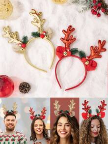 Christmas Reindeer Antler Headband With Cute Animal Elements - Festive Holiday Hair Accessory, Plastic, Non-Feather, Fashion Dress-Up Hair Band, Ideal For Gifts - Single Pack, Adorable Glitter Antler & Bow Headband For Girls - Perfect Christmas Gift From Grandma To Granddaughter, Mom To Daughter, Fall, Hair Accessories Women, Hair Tools, Hair Stuff, Stuff, Beauty Accessories, Gifts, Travel, Gifts For Women, Hair Stuff, Stocking Stuffers