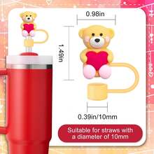 1/2/4/6/8 Stück 8-10mm Valentinstag Liebes-Bär Engelsflügel Strohhalm Kappe Strohhalm Stopfen Universal personalisierter staubdichter Stopfen Strohhalm Dekoration staubdichter Strohhalm Stopfen